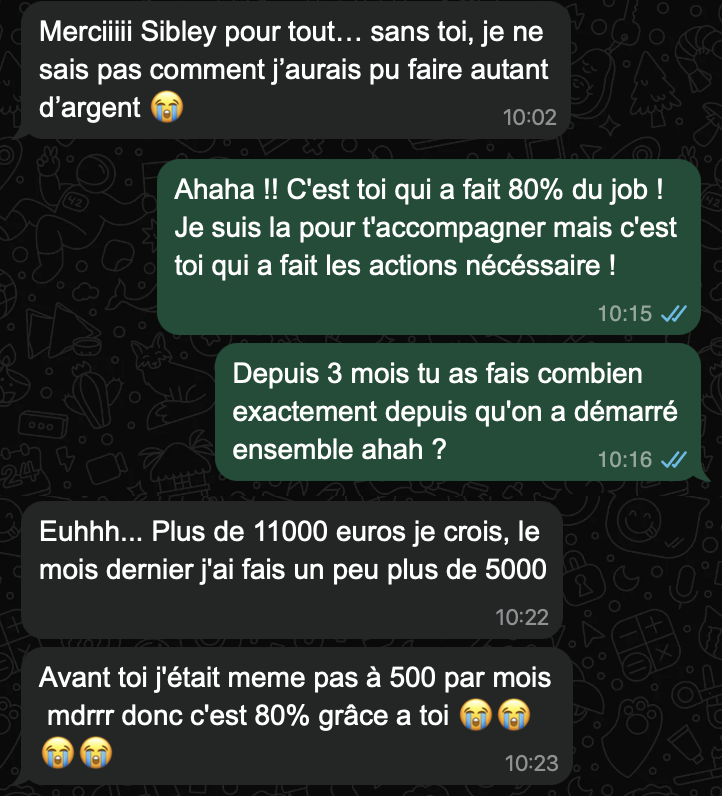Capture WhatsApp 11000€ en 3 mois